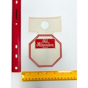Vintage 1981 Old Milwaukee Beer Bottle Hanger Sign NOS Paper Price Tag Schlitz